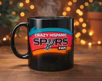 Taza de cerámica para fanático hispano de los Spurs, aficionado al baloncesto.