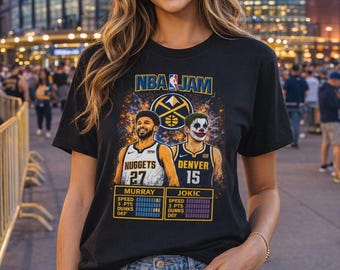 NBA Jam Nuggets Murray Jokic Basketball T-Shirt | Denver Retro Arcade Scoreboard