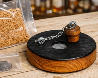 Bourbon Barrel Cocktail Smoker Kit – Whiskey, Old Fashioned Smoker, Handmade Reclaimed Barrel Staves - Includes Unique Whiskey Wood Chips