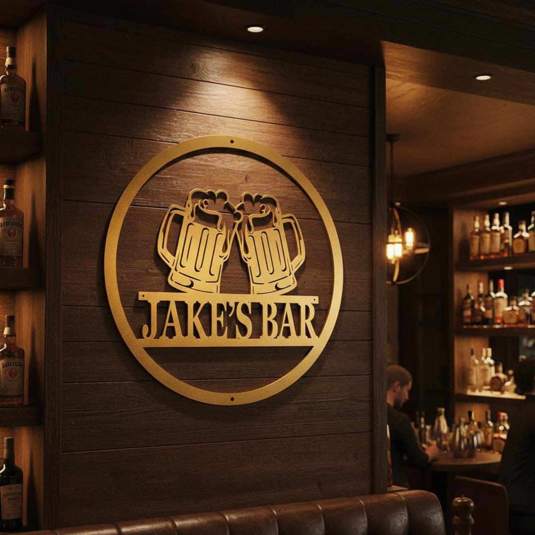 Bar Metal Wall Art, Custom Beer Mug Wall Sign for Home Bar or Pub Decor ...