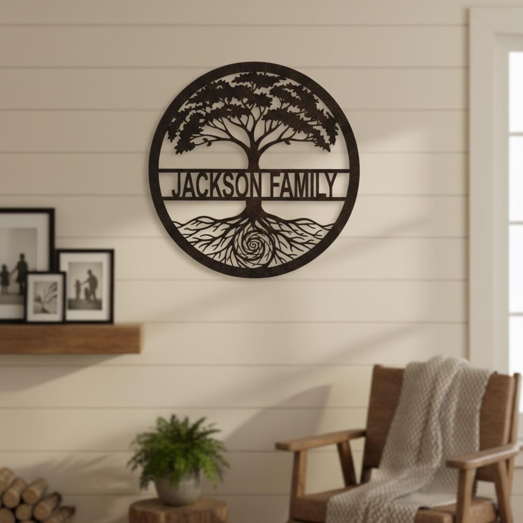 Tree of Life Metal Wall Art, Custom Family Name Sign for Home, Rustic ...