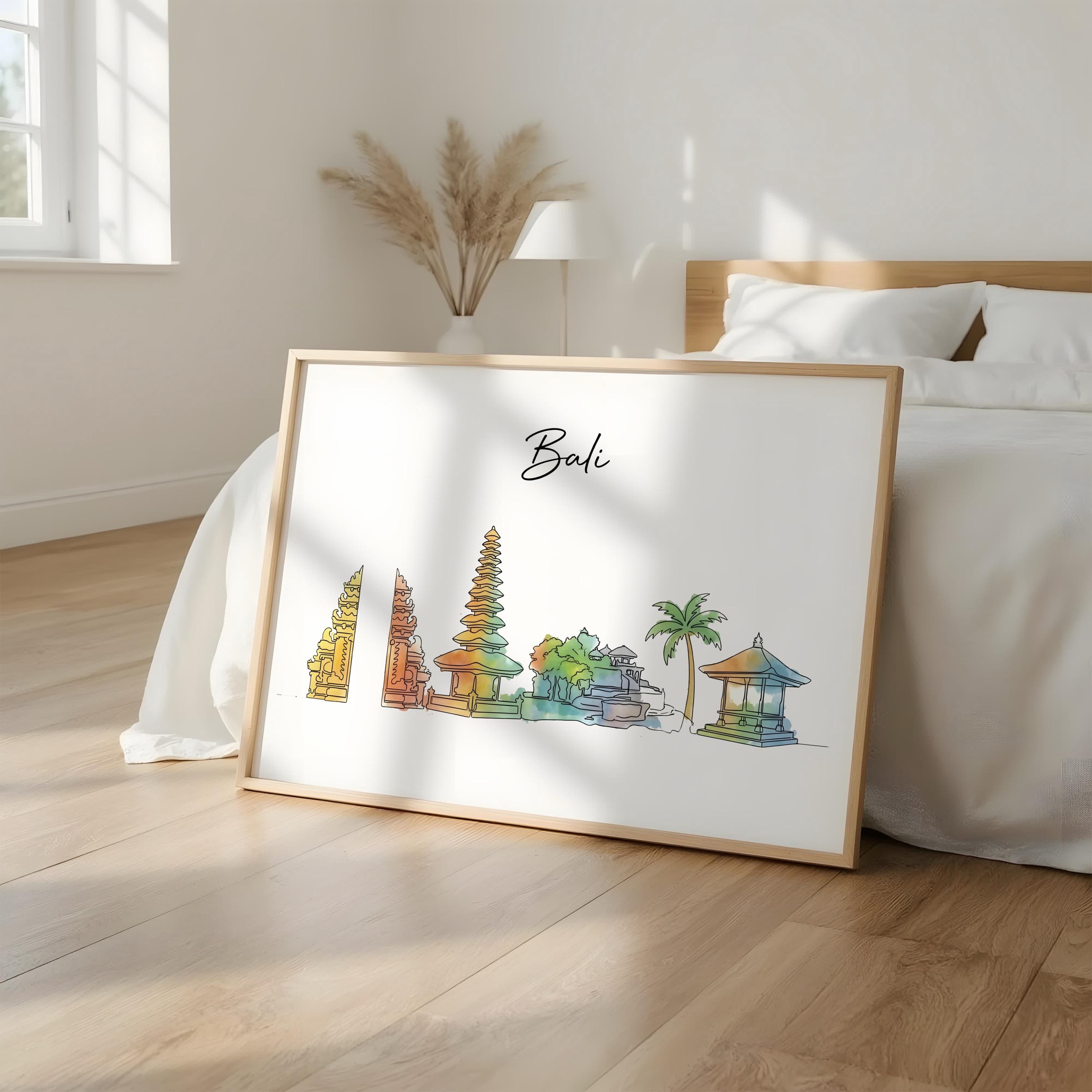 Déco Murale 3D LED Bali – Autocollant Skyline Avec Carte De L'Île – NEUF