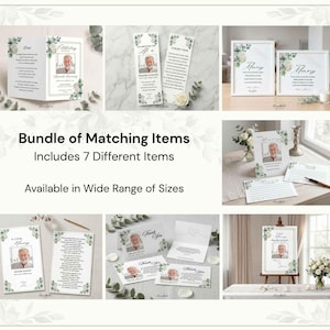 Funeral Memorial Bundle, Editable Program, Bookmark, Prayer Card, Welcome Sign (Digital Download),  D#101