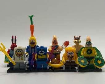 Custom SpongeBob SquarePants Mini-figures Bundle Figures x8 Toy Collectibles