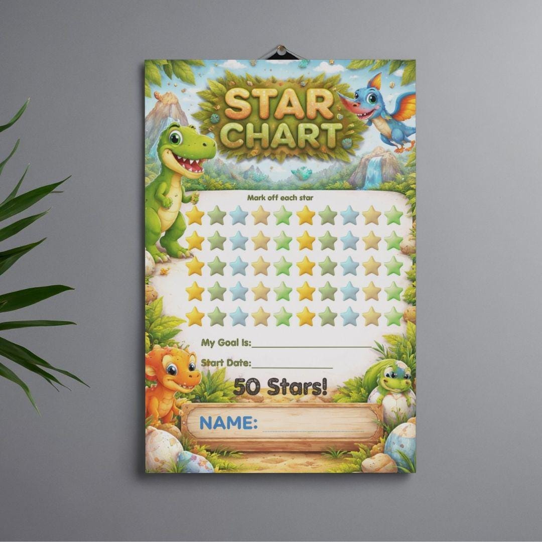 Dinosaur Star and Reward Chart for Boy. Behaviour Management Tool. - Etsy