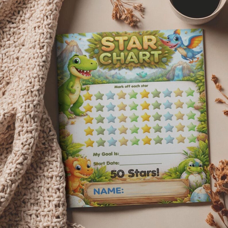 Dinosaur Star and Reward Chart for Boy. Behaviour Management Tool. - Etsy