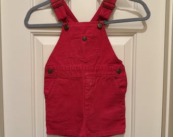 9-12  Months Vintage Kids Baby Red Overalls Vestbak Youth Park