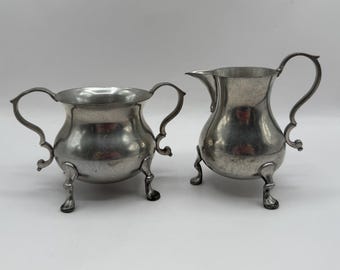 Williamsburg Stieff tinnen vintage creamer en suiker