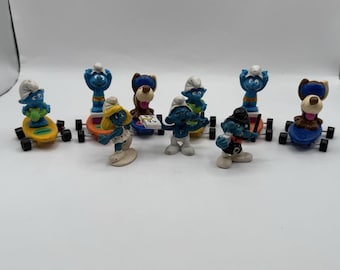 Vintage Smurfs Peyo Schleich PVC Figure Toy 10 Piece Skateboarding Smurf China