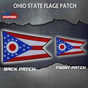 Ohio State Flag Embroidered Patch Iron-On Sew-On Applique Badge for Jacket Vest Backpack Hat