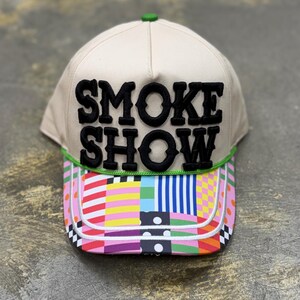 Black Smoke Show Puff Patchwork Hat