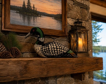 Vintage Handmade Common Loon Doorstop / Weighted Folk Art Shelf Sitter
