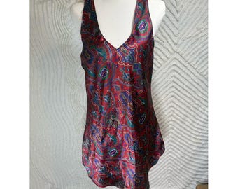 Vintage jaren 90 zijdezachte rode paisley-lingerieslip