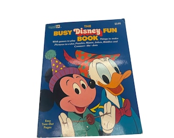 Vintage Golden Book The Busy Disney Fun Book Activity Puzzles Mickey Donald 1984