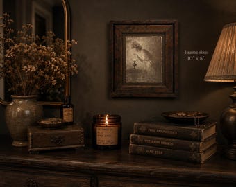 Vintage Sepia Victorian Woman Print in Rustic Wood Frame