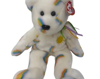Ty Beanie Buddy Cheery Bear 2002 Rainbow Plush Teddy Bear NWT Retired 14"
