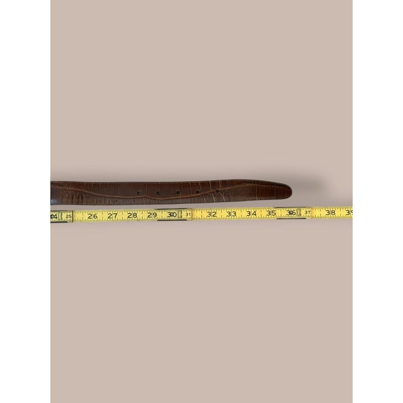 Brighton Vintage 1995 Braun Kroko Geprägte Leder Gürtel Gold Herz Anhänger M 45107 Bild 3