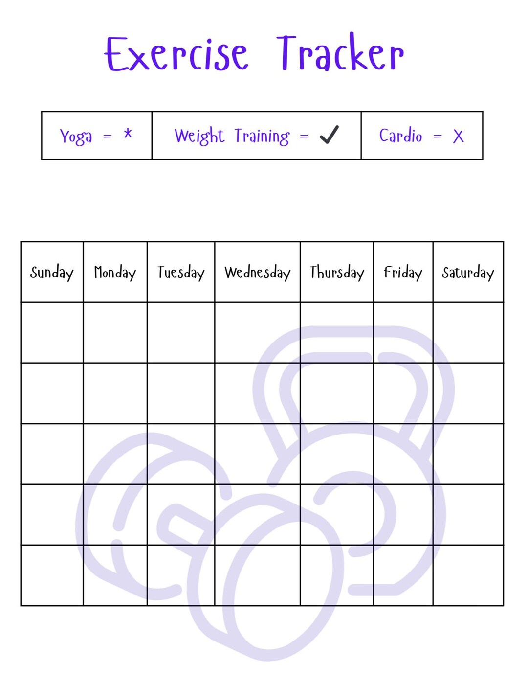 Fitness Tracker Printable | Workout Log, Exercise Planner (digital ...