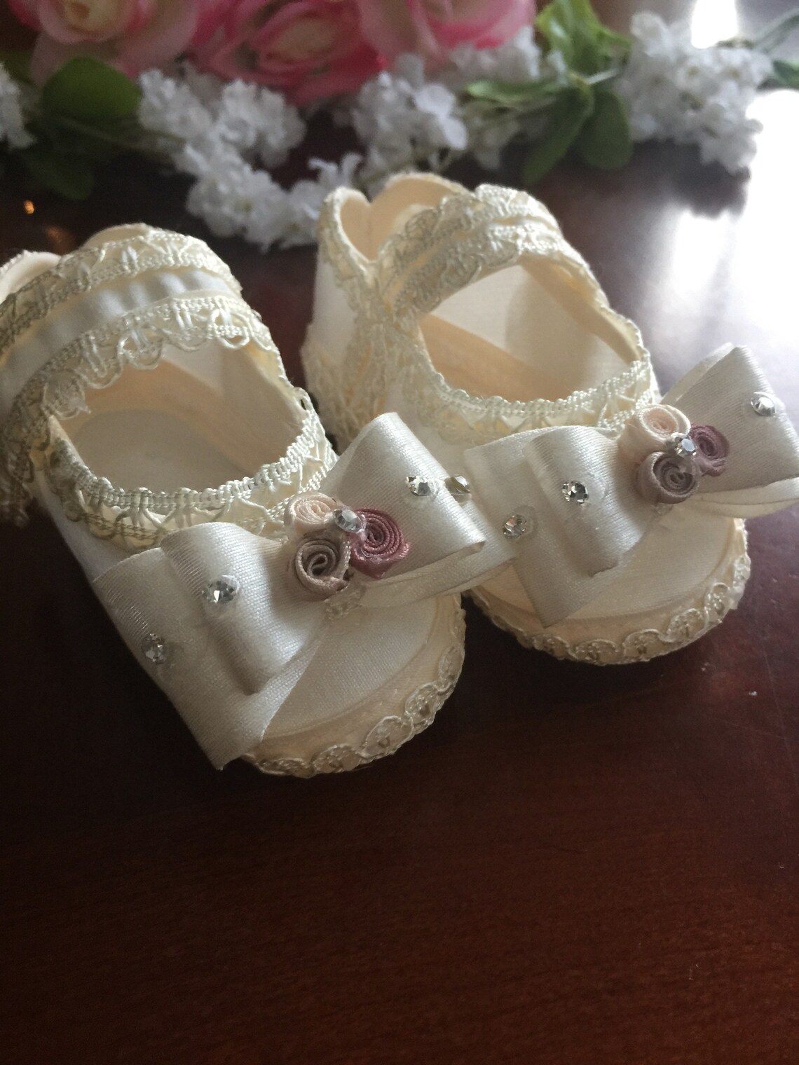 Baptism shoes Size 7 baby girl baptism shoes Ivory shoes