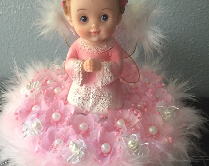 Baby Angel Centerpiece White Pedestal Angel Baby Boy Cake Etsy