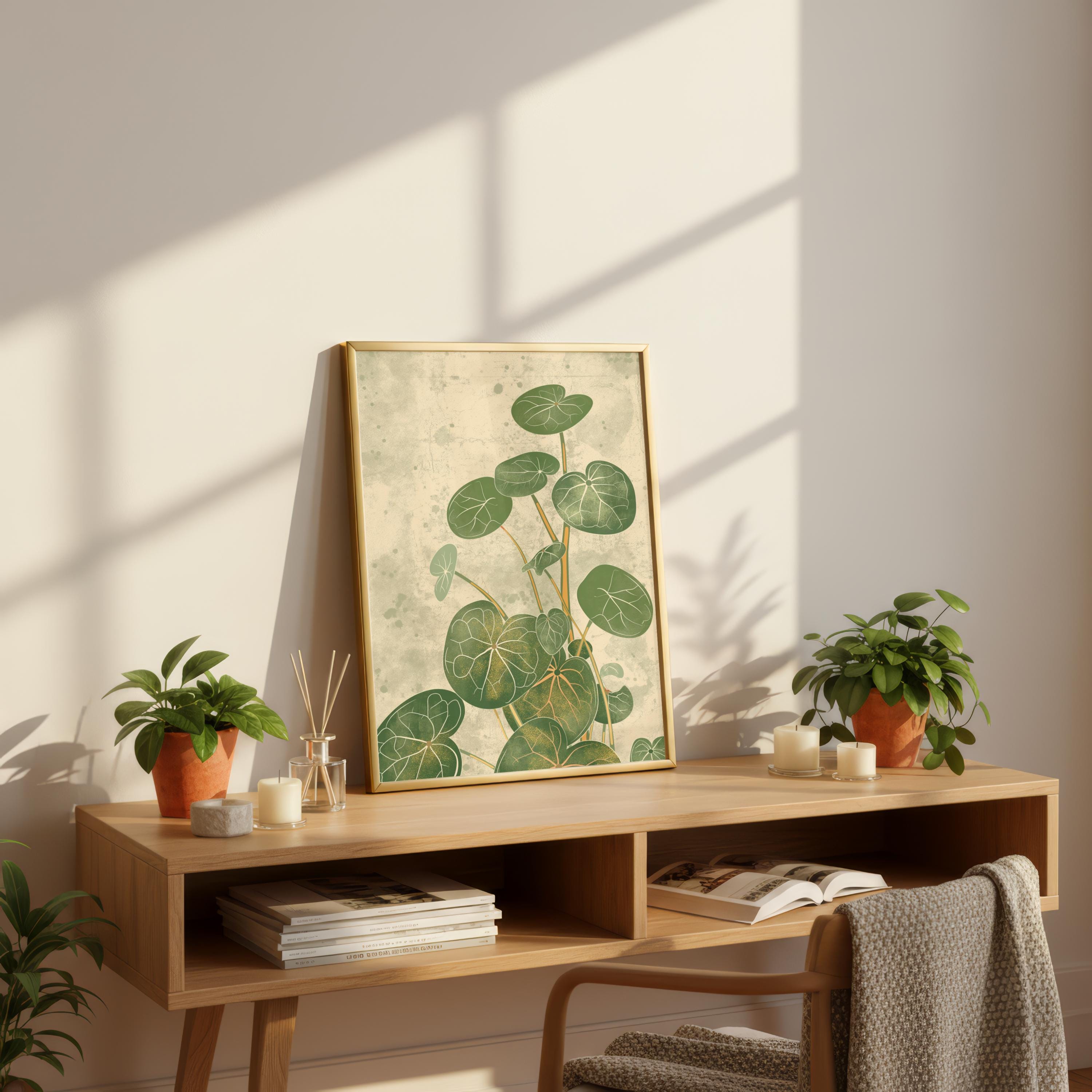 Pilea Plant Wall Art – Minimalist Botanical Print, Chinese Money Plant ...