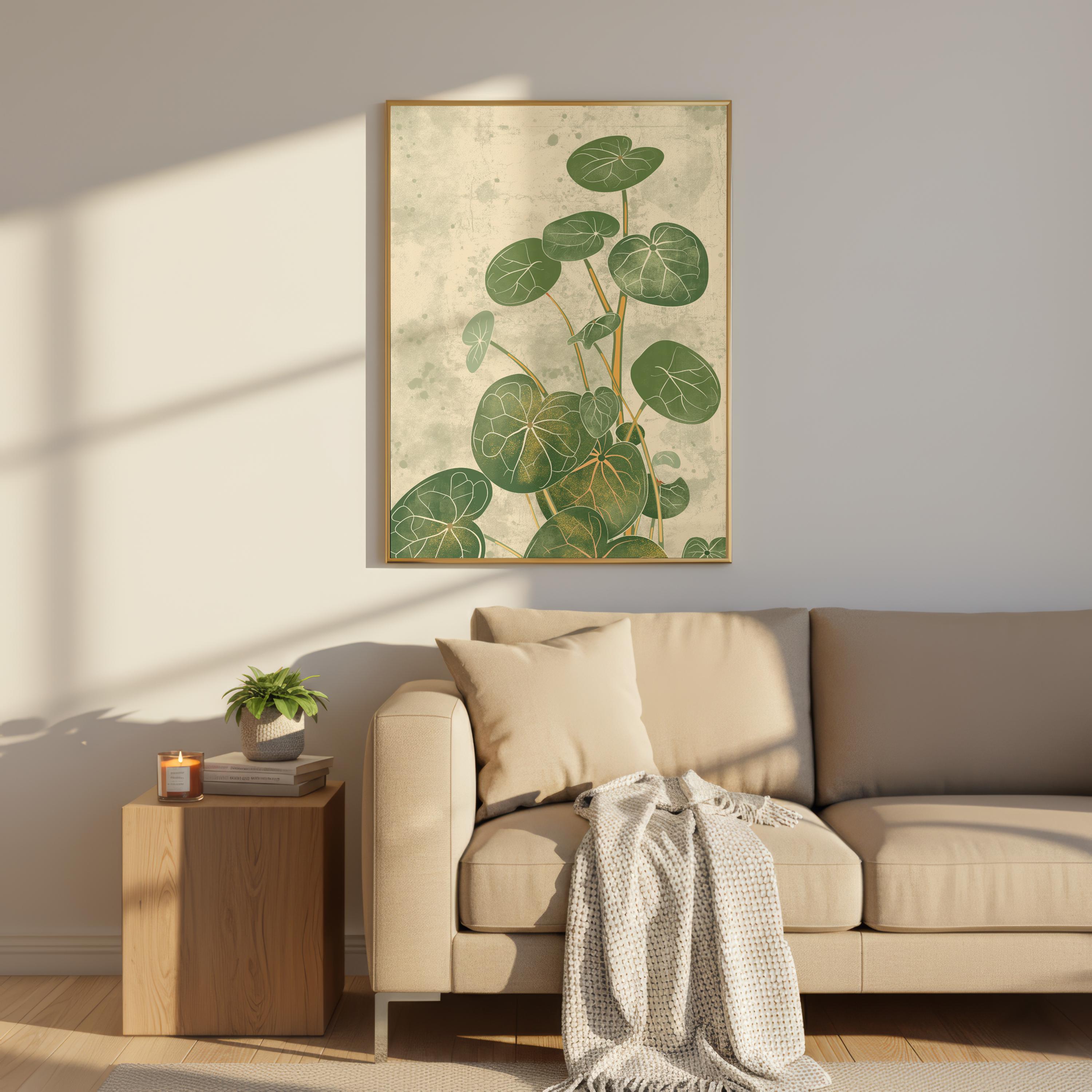 Pilea Plant Wall Art – Minimalist Botanical Print, Chinese Money Plant ...