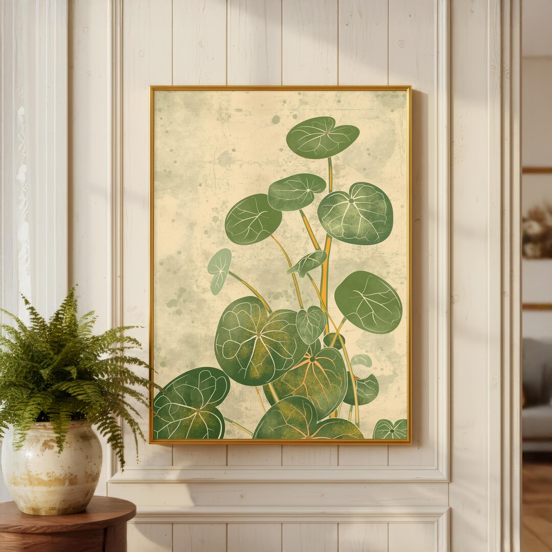 Pilea Plant Wall Art – Minimalist Botanical Print, Chinese Money Plant ...
