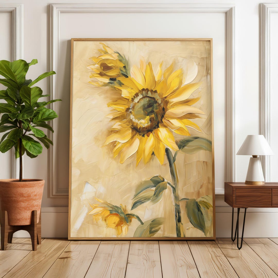 Sunflower Print - Yellow Flower Poster - Sunflower Painting Style Wall