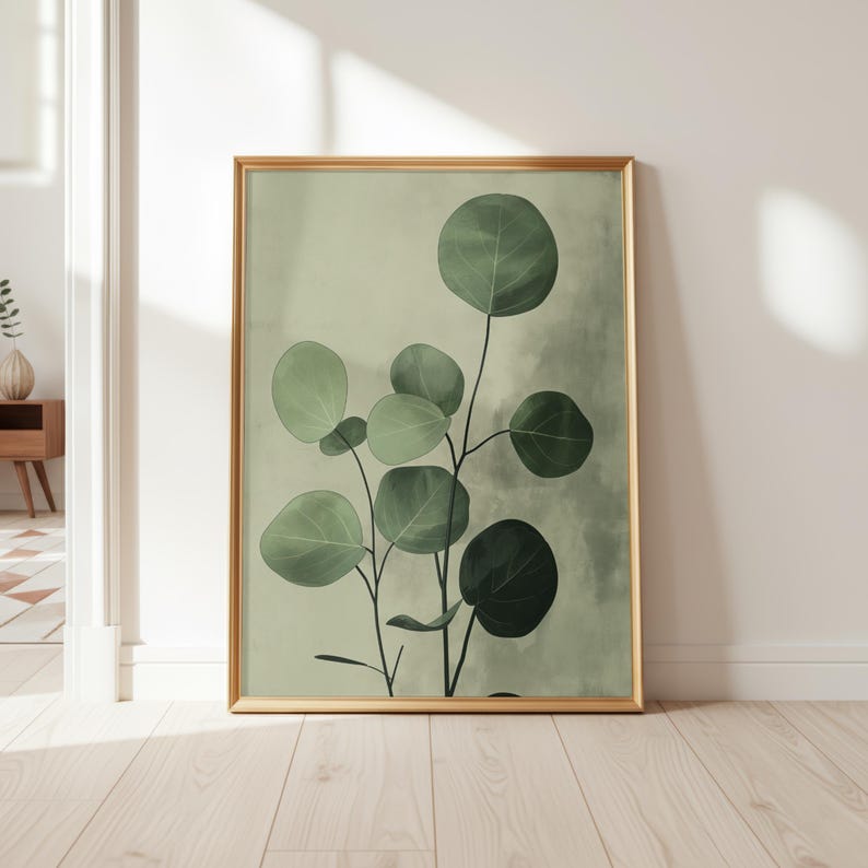 Set of Two Pilea Plant Posters – Botanical Wall Art, Green Leaf Decor ...