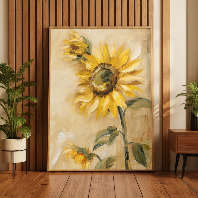 Sunflower Print Yellow Flower Poster Sunflower Painting Style Wall sunflower-print-yellow-flower-poster-sunflower-painting-style-wall