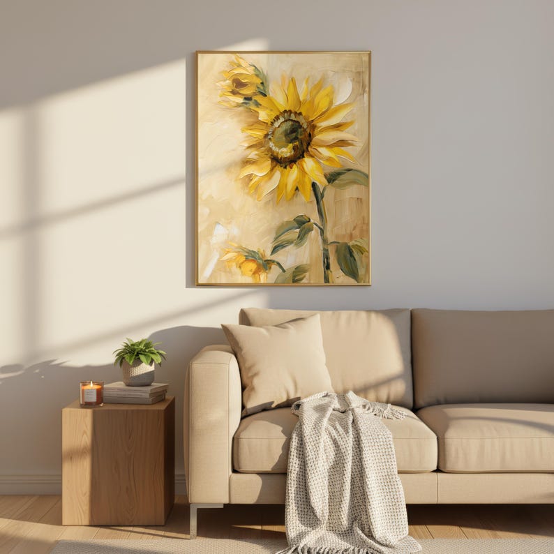 Sunflower Print Yellow Flower Poster Sunflower Painting Style Wall sunflower-print-yellow-flower-poster-sunflower-painting-style-wall