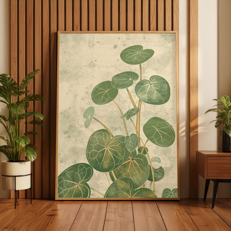 Pilea Plant Wall Art – Minimalist Botanical Print, Chinese Money Plant ...