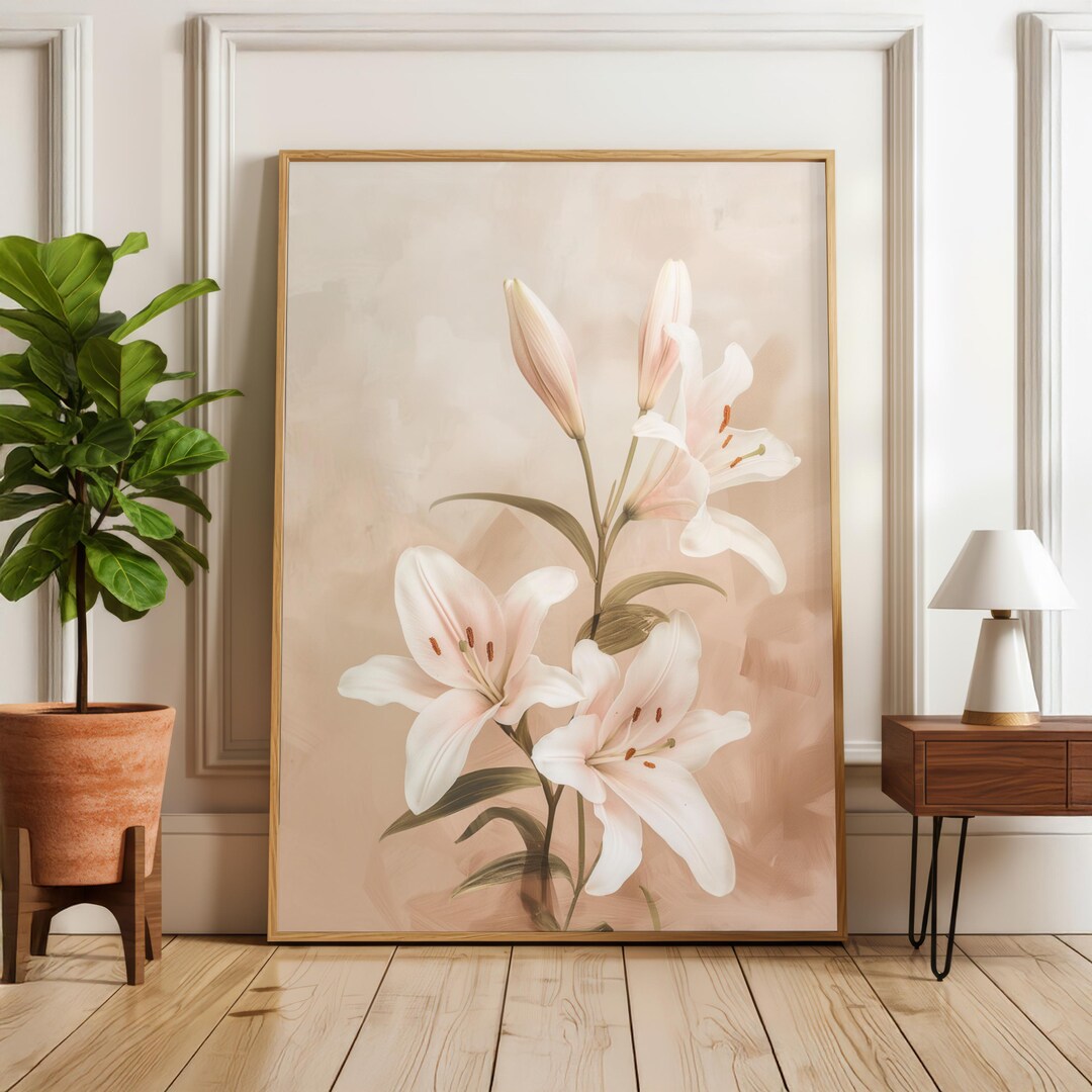 Lilies Print - White Flower Poster - Lily Wall Art - Modern Floral Home ...
