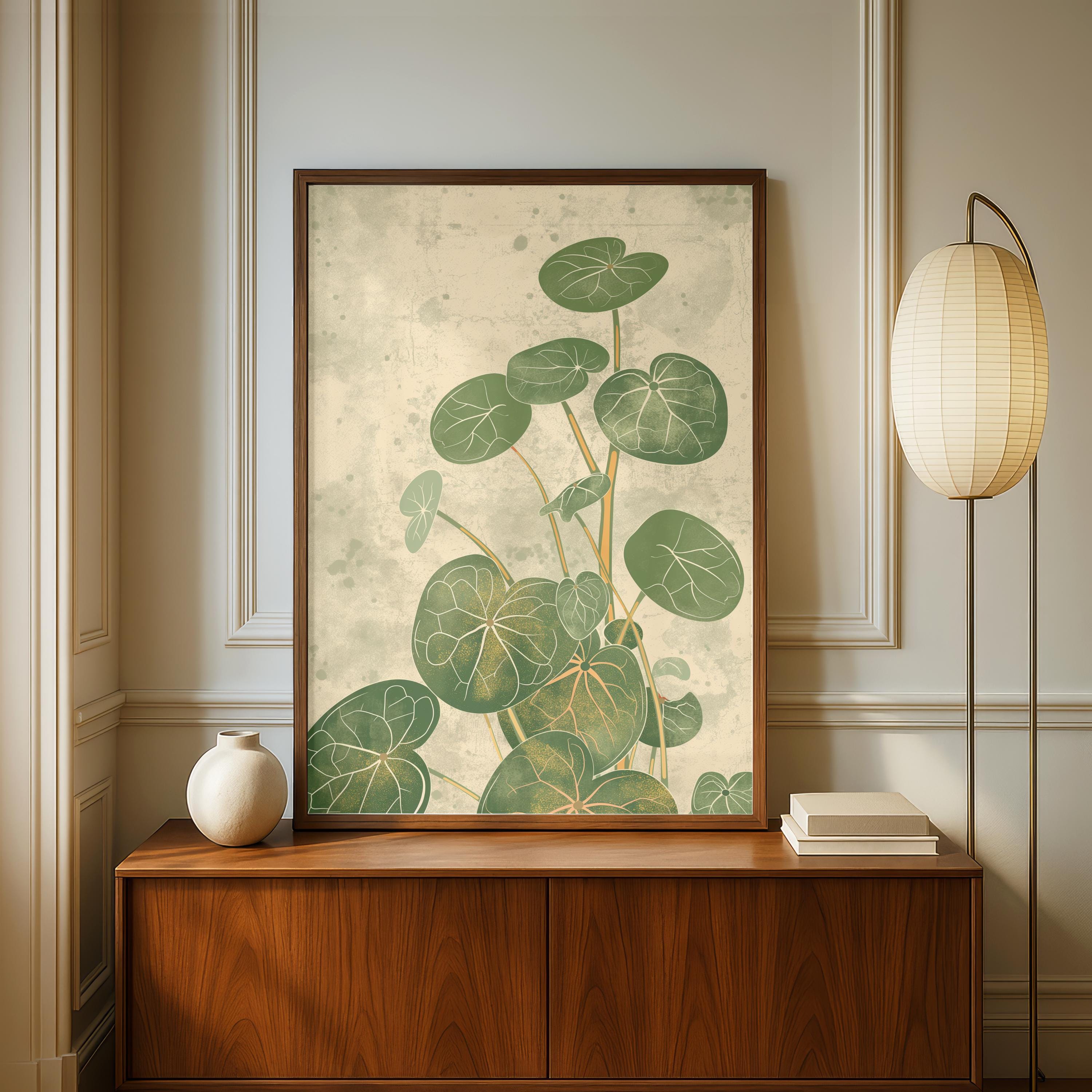 Pilea Plant Wall Art – Minimalist Botanical Print, Chinese Money Plant ...