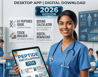 Peptide Encyclopedia Desktop App | 51 Peptides Guide | Dosing Calculator | Stack Builder | Digital Download