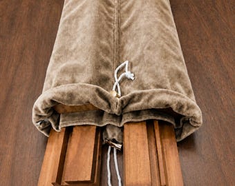 Velvet Mahjong Rack Bag | Caramel Gold | Extra Thick | 4 Compartments | Bag for Mah Jongg Racks