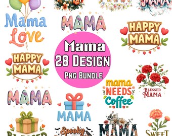 MAMA Sweatshirt PNG Bundle 28 Designs | Niedliches Mom Shirt Sublimationsdateien | Mama Pullover Clipart | Sofort Download