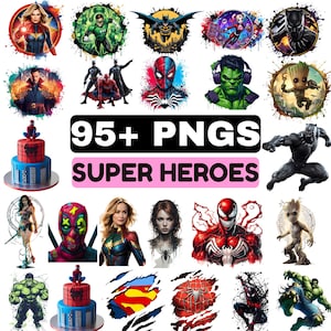 Superhero PNG Bundle, Comic Superhero Clipart, Cartoon PNG Design, Action hero Clipart, Transparent Background PNG, Digital Instant Download