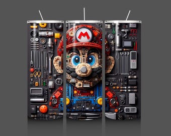 Mario Roboter Verpackung, Gamer Tech Gear Design (PNG Digital Download)