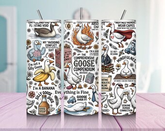 Funny Goose Tumbler Wrap PNG, 20oz Skinny Tumbler PNG, Seamless Sublimation Design, Digital Download