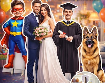 Custom Life Size Cardboard Cutout | Photo Standee for Events, Parties, Birthdays, Weddings, Graduation, Pets