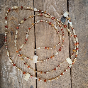all glass and stone bead garland. 6 feet, largest width bead 1", recycled beads-E3