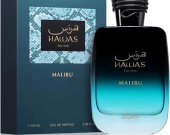 Rasasi Hawas Malibu Men's Eau de Parfum – Fresh Tropical Citrus Summer Fragrance (3.4 oz)