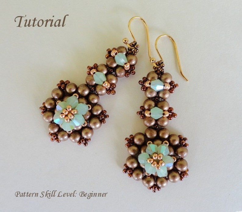 CHOCOLATE MINT beaded earrings beading tutorials and patterns se CHOCOLATE MINT beaded earrings beading tutorials and patterns se