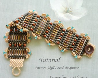 BRONZE GATES superduo beaded bracelet beading tutorial beadweaving pattern beadwork jewelry beadweaving tutorial beading pattern instruction