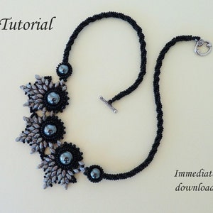 ELADVEN superduo beaded necklace beading tutorials and patterns seed bead beadwork jewelry beadweaving tutorial beading pattern instructions image 4