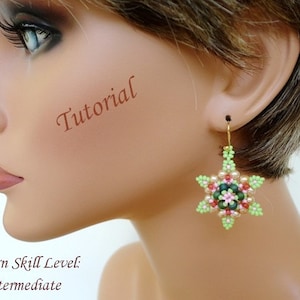 JEWELED STAR beaded earrings beading tutorial beadweaving pattern beadwork jewelry beadweaving tutorials beading pattern instructions