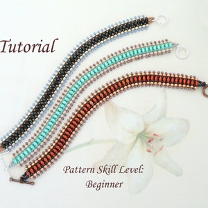 EASY twin or superduo beaded bracelet beading tutorial beadweaving pattern beadwork jewelry beadweaving tutorial beading pattern instruction image 3