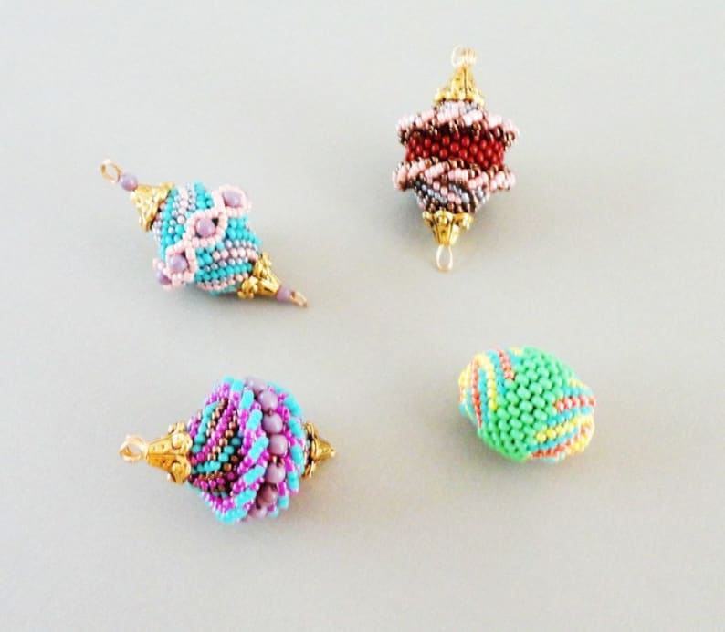 FOUR BEADED BEADS beading tutorial beadweaving pattern seed bead beadwork jewelry beadweaving tutorials beading pattern instructions image 2