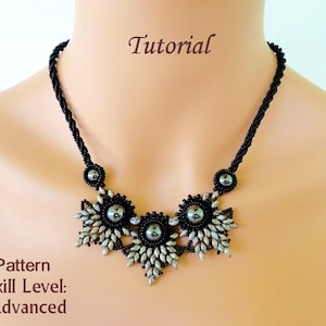 ELADVEN superduo beaded necklace beading tutorials and patterns seed bead beadwork jewelry beadweaving tutorial beading pattern instructions image 1